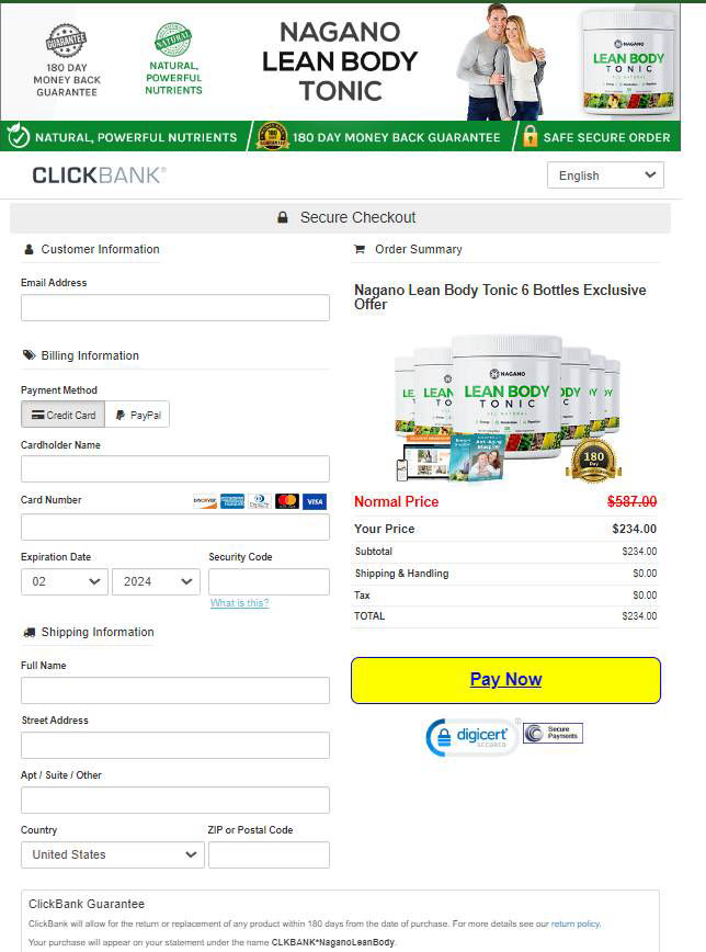 Nagano Lean Body Tonic - Secure checkout